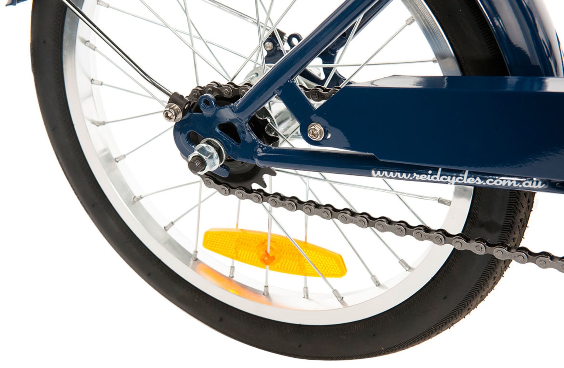 Roadster 16" Retro Style Bike in Navy rear tyre from Reid Cycles Australia 
