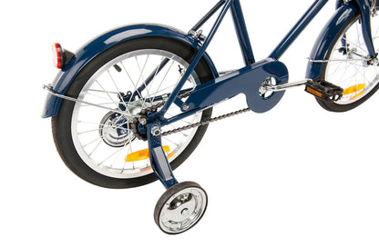 Roadster 16" Retro Style Bike in Navy showing training wheels and rear mudguard from Reid cycles Australia