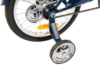 Roadster 16" Retro Style Bike in Navy showing training wheels from Reid Cycles Australia 