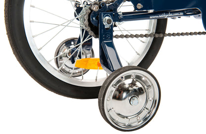 Roadster 16" Retro Style Bike in Navy showing training wheels from Reid Cycles Australia 