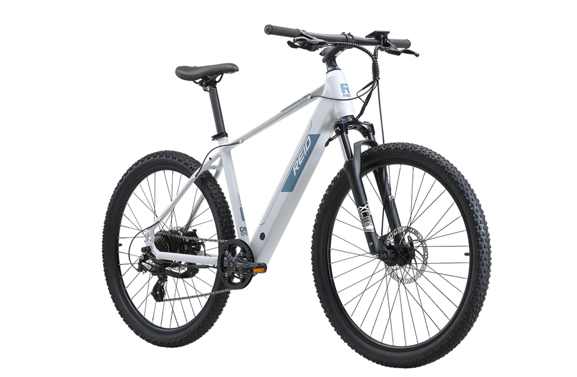 E-trail 1.0 Electric Bike in Grey showing on front angle from Reid Cycles Australia