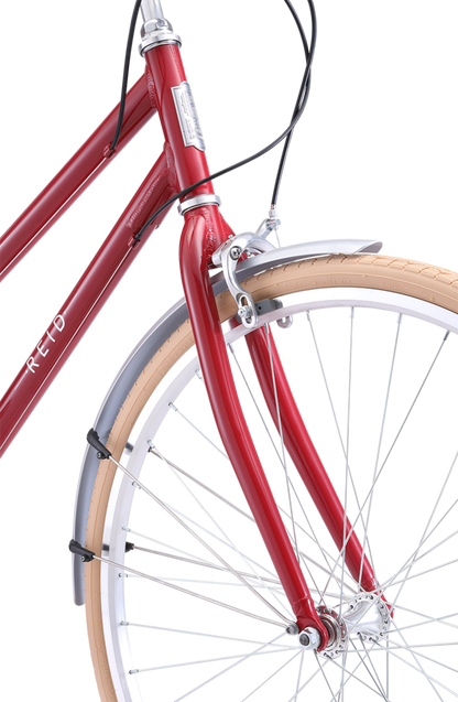 Ladies Esprit Superlite Vintage Bike in Crimson front Dual-Pivot Caliper Brake from Reid Cycles Australia