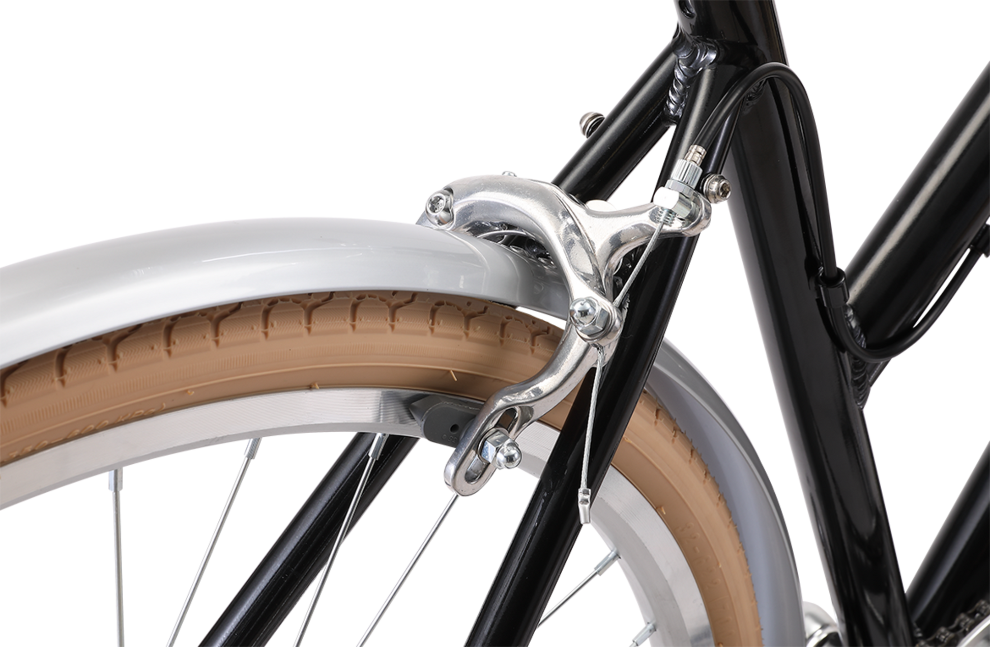 Ladies Esprit Superlite Vintage Bike in Metallic Black showing rear Tekro Dual -Pivot Caliper brakes from Reid Cycles Australia