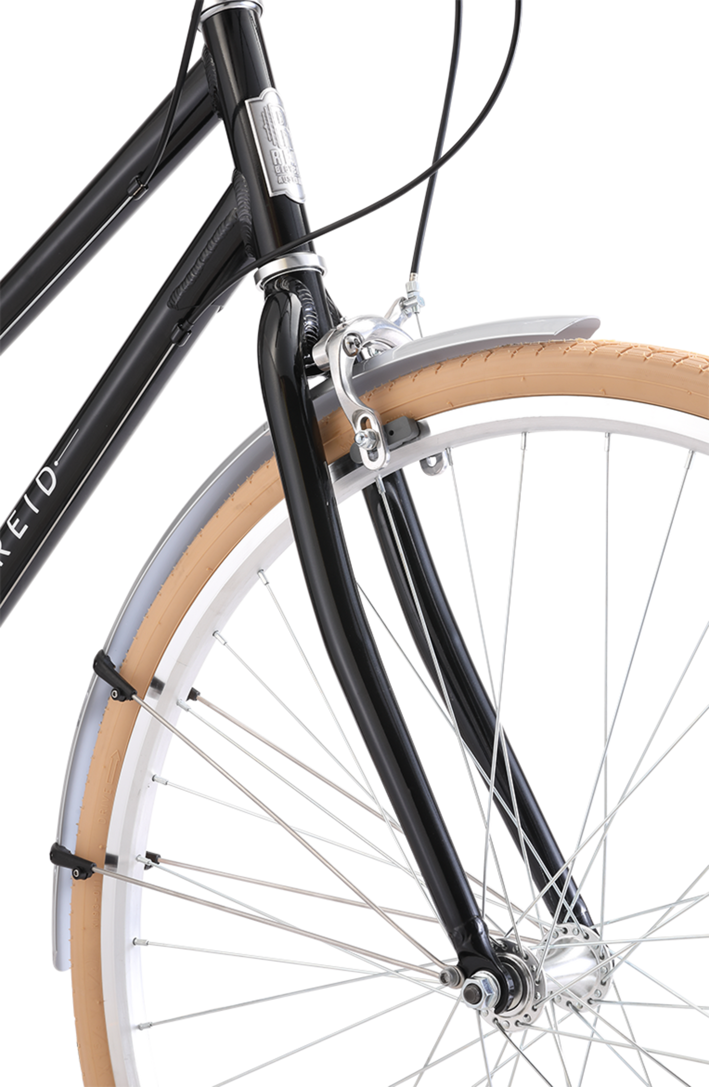 Ladies Esprit Superlite Vintage Bike in Metallic Black showing front Dual-Pivot Caliper Brakes from Reid Cycles