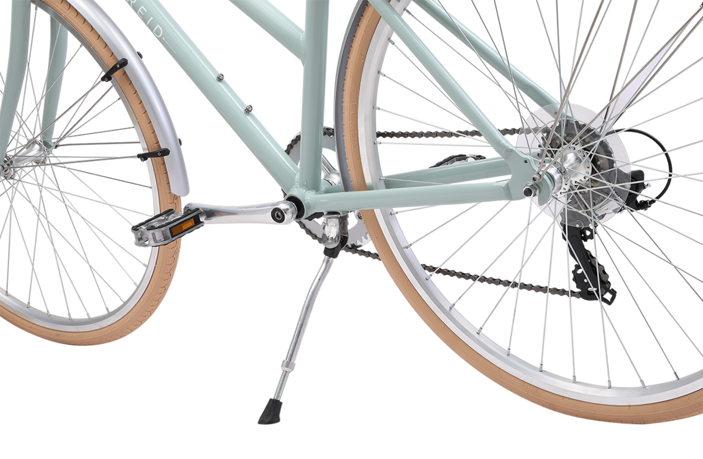 Ladies Esprit Superlite Vintage bike in Sage showing alloy kickstand from Reid Cycles Australia