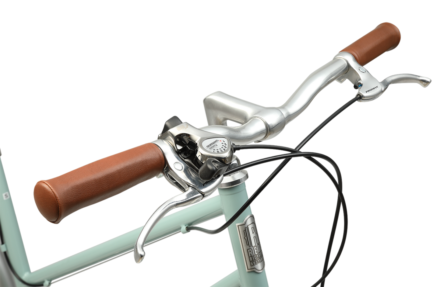 Ladies Esprit Vintage Bike in Sage showing vintage style handlebars and Shimano shifters from Reid Cycles Australia