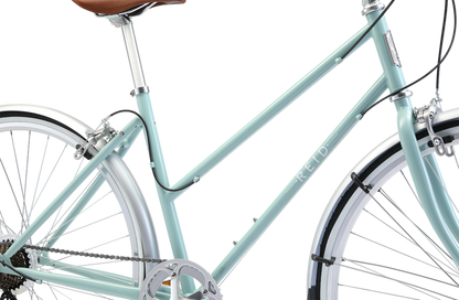 Ladies Esprit Vintage Bike in Sage showing Reid logo on the downtube from Reid Cycles Australia