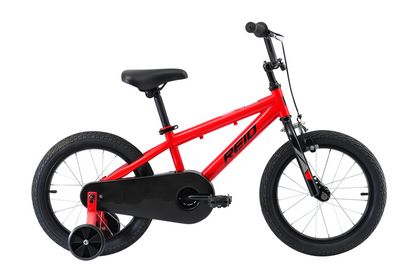 Explorer S 16" Kids Bike in red with training wheels from Reid Cycles Australia