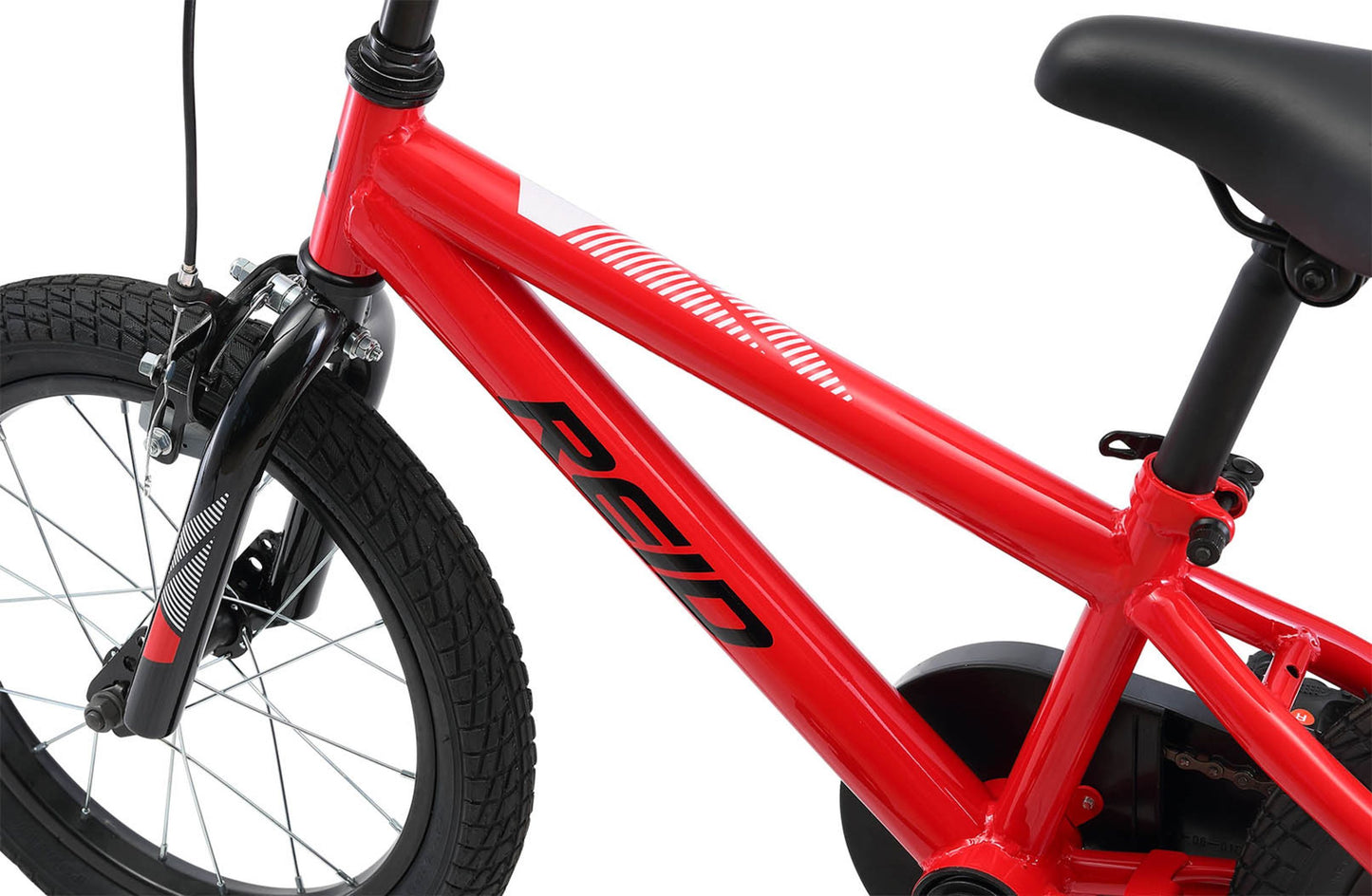 Explorer S 16" Kids Bike in red showing Reid logo on bike frame from Reid Cycles Australia 