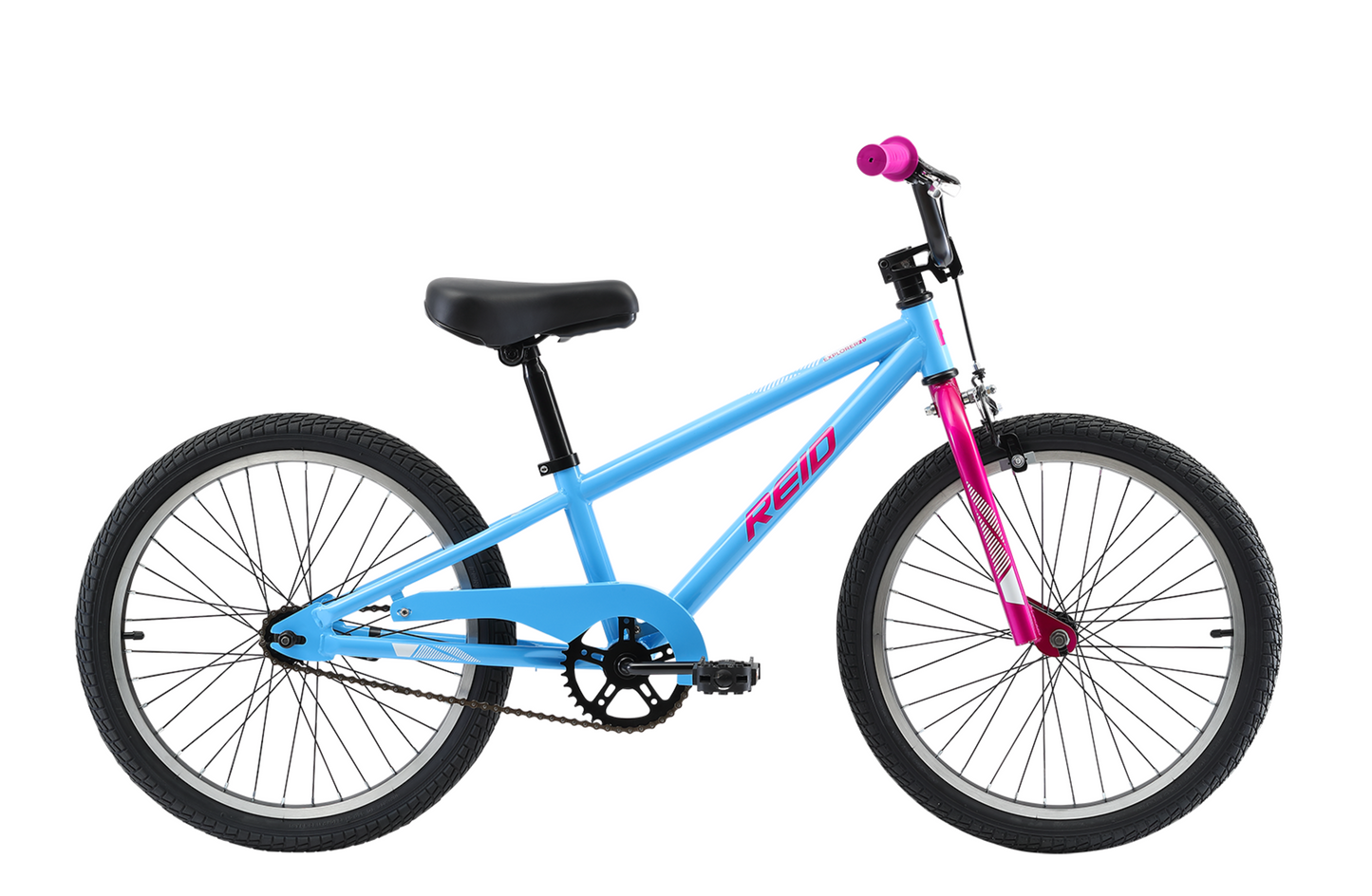 Explorer S 20" Kids Bike in baby blue showing BMX style bike frame from Reid Cycles Australia 