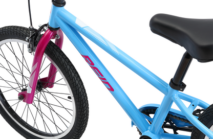 Explorer S 20" Kids Bike in baby blue showing Reid logo on bike frame from Reid Cycles Australia 