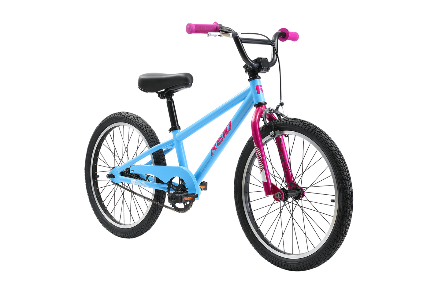 Explorer S 20" Kids Bike in baby blue on front angle from Reid Cycles Australia