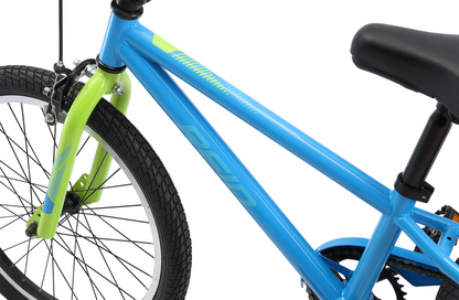 Explorer S 20" Kids Bike in blue showing Reid logo on bike frame from Reid Cycles Australia 