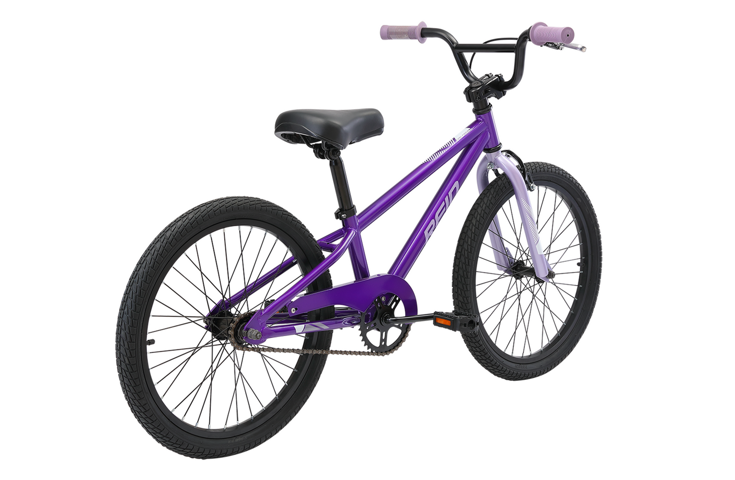 Explorer S 20" Kids Bike in purple on rear angle from Reid Cycles Australia