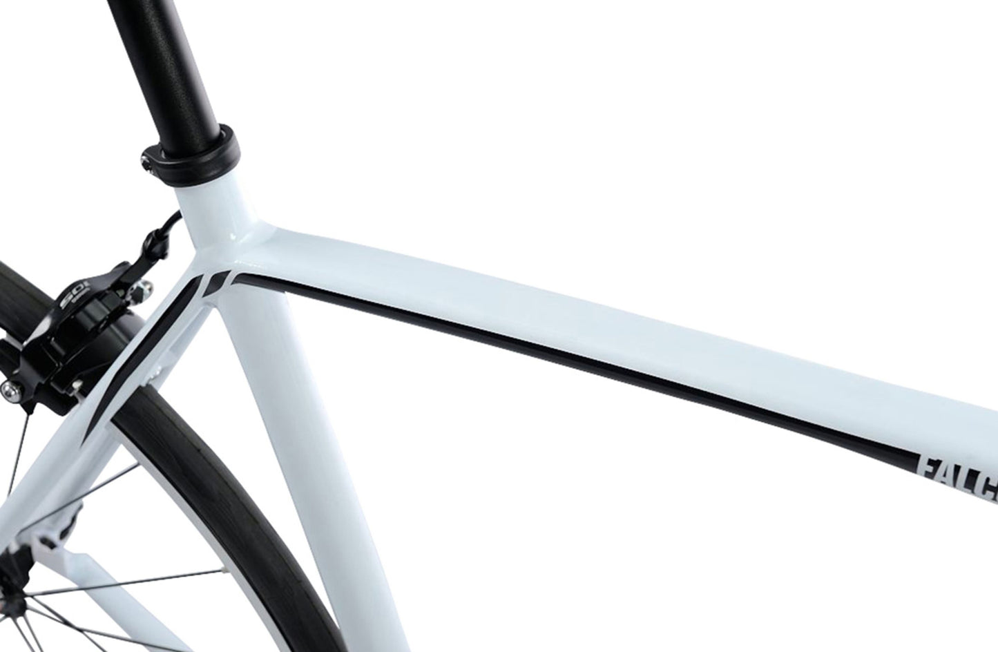 Falco Elite Road Bike in White showing lightweight road geometry bike frame from Reid Cycles Australia