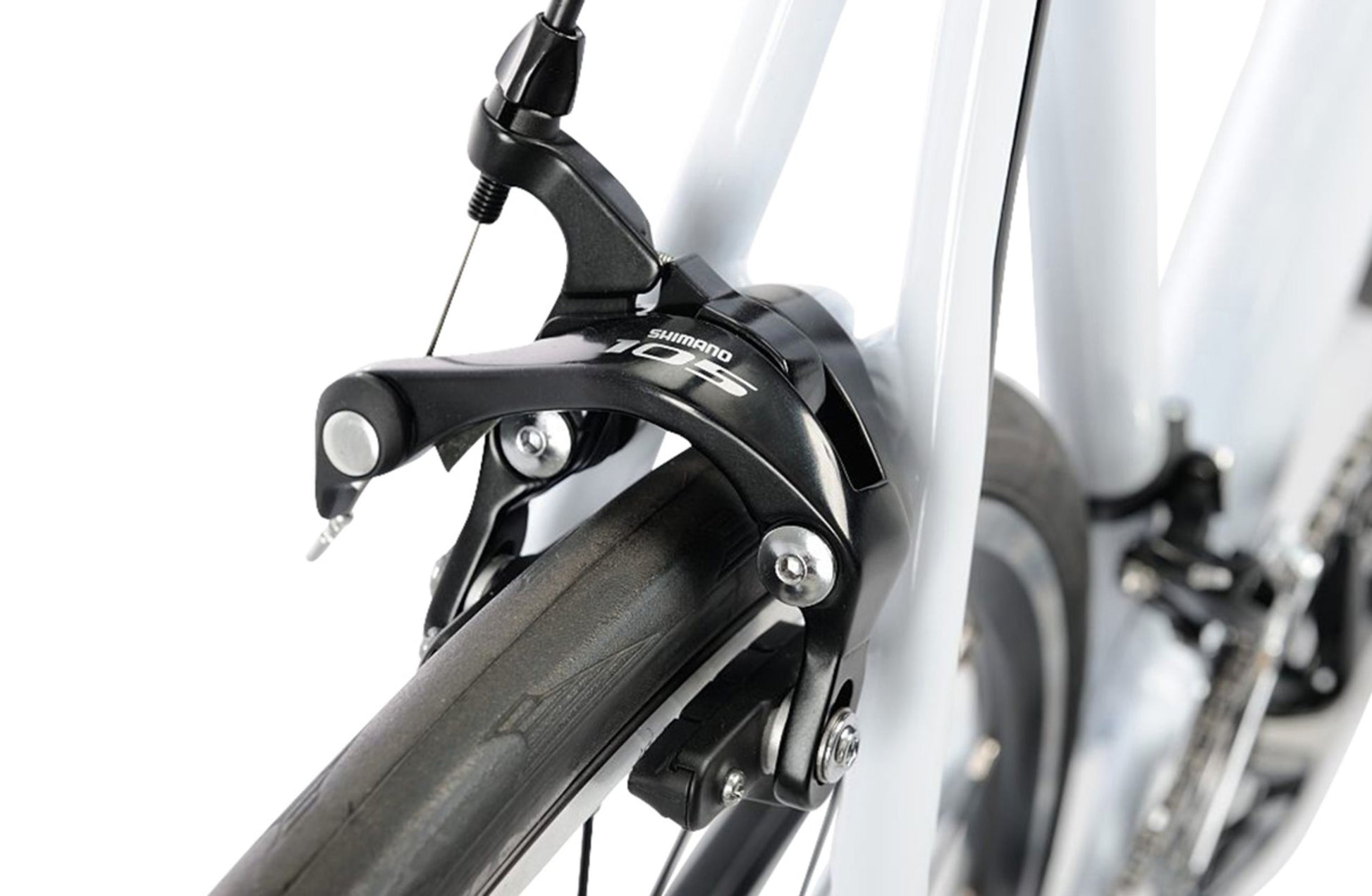 Falco Elite Road Bike in White showing rear dual pivot caliper brakes from Reid Cycles Australia