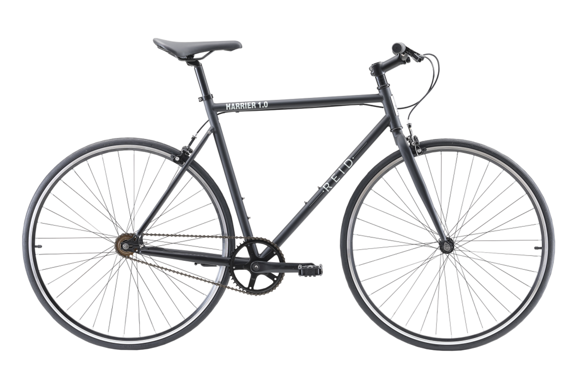 Harrier 1.0 singlespeed bike in Matte black with dual pivot alloy brakes from Reid Cycles Australia 