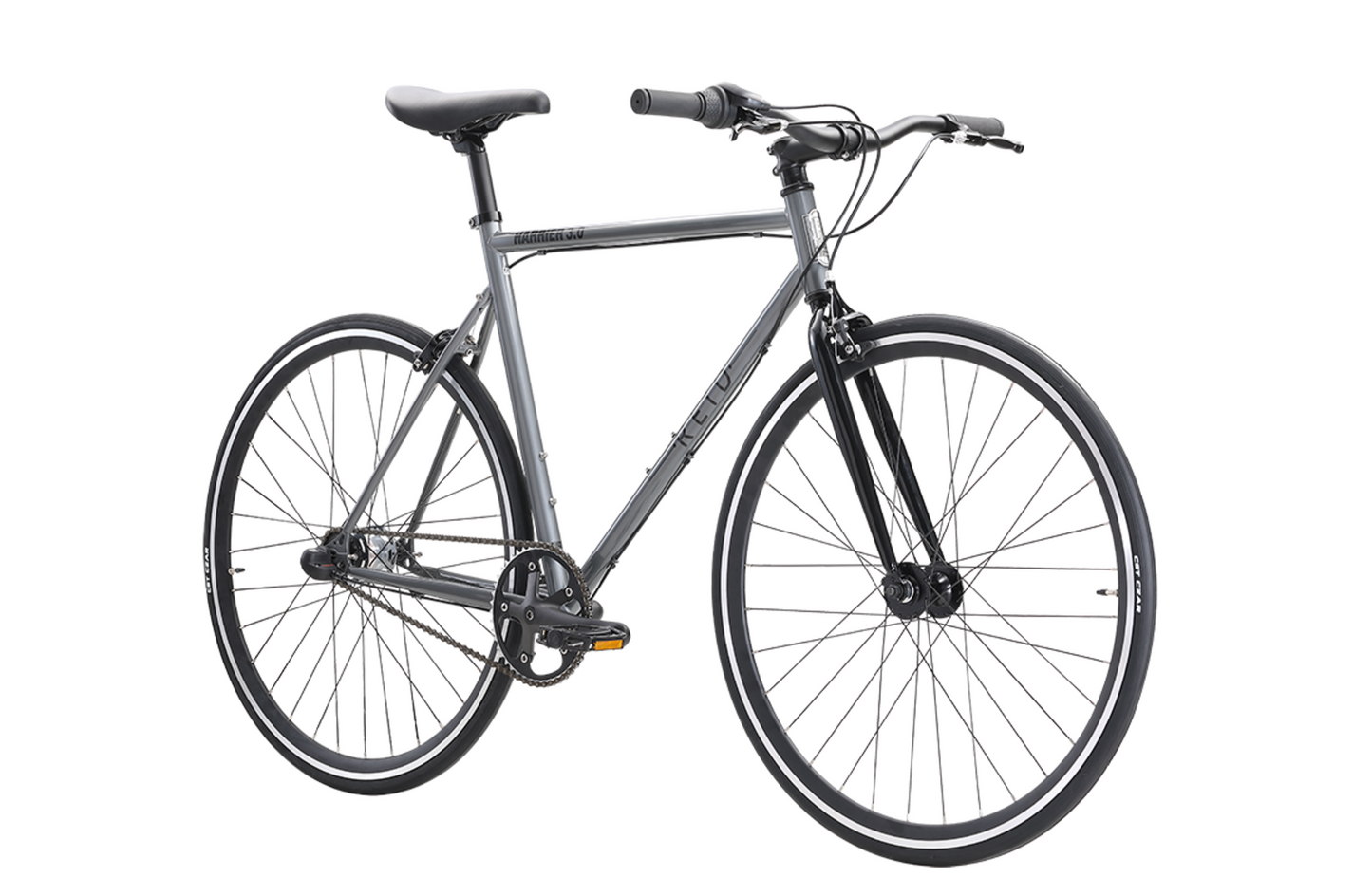 Harrier 3.0 fixie style bike in black grey showing on front angle from Reid Cycles Australia