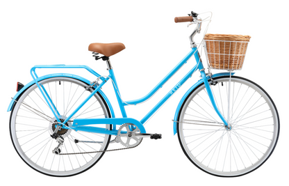 Pastel blue online bike with basket