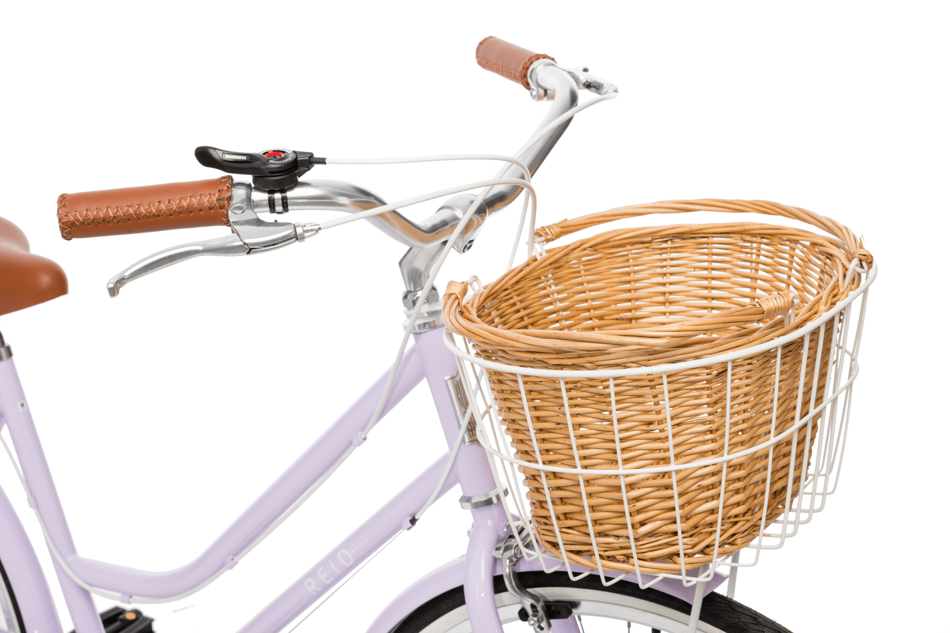 Ladies Classic Plus Vintage Bike in Lavender showing front basket from Reid Cycles Australia