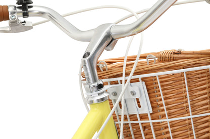 Ladies Classic Plus Vintage Bike in Lemon showing front basket attachment stem from Reid Cycles Australia
