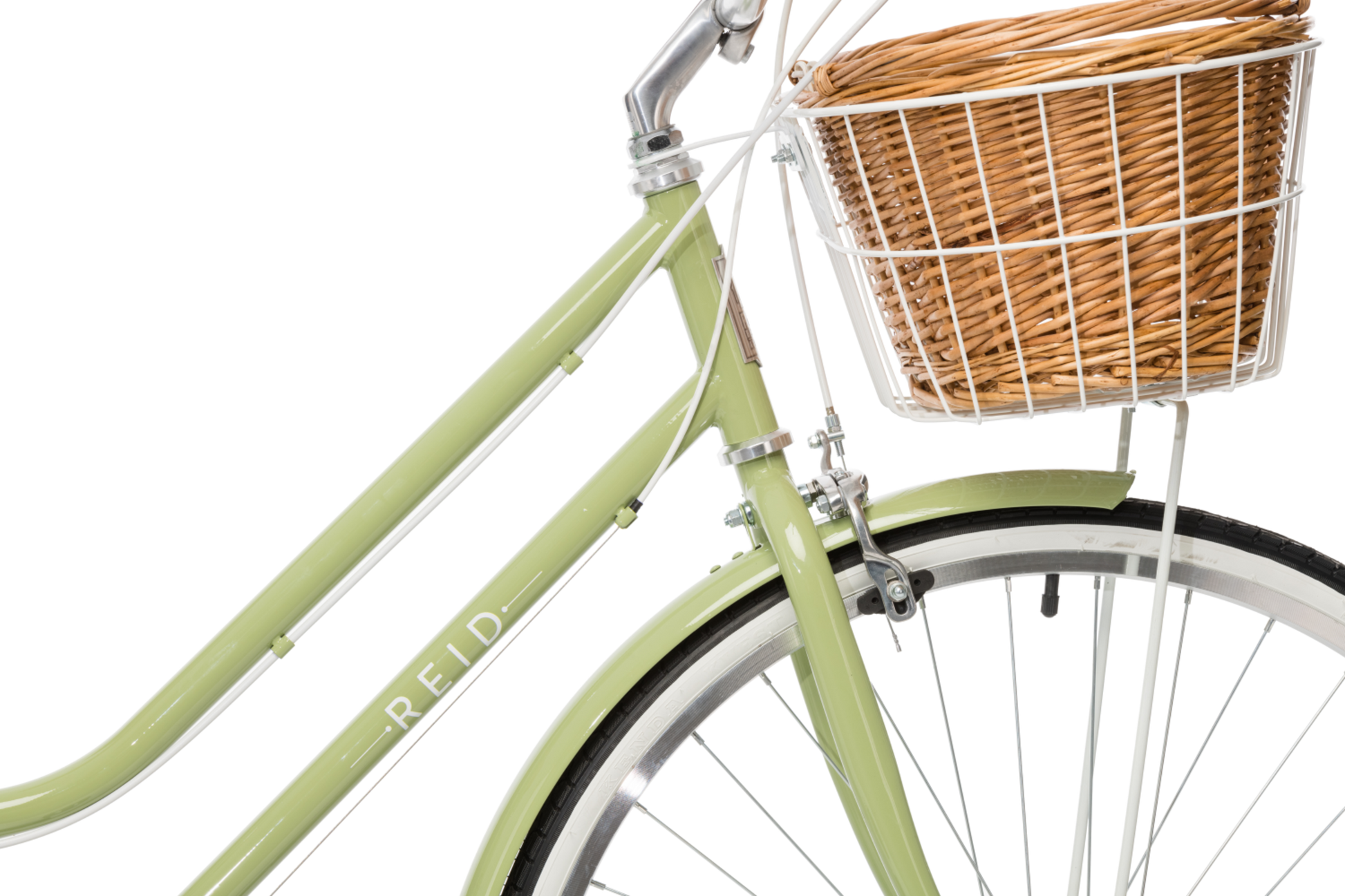 Ladies Classic Plus Vintage Bike in Light Olive showing Dual-Pivot Caliper Brake from Reid Cycles Australia