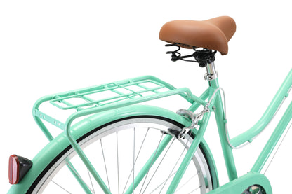Ladies Classic Plus Vintage Bike in Mint Green showing rear pannier rack and comfortable saddle from Reid Cycles Australia