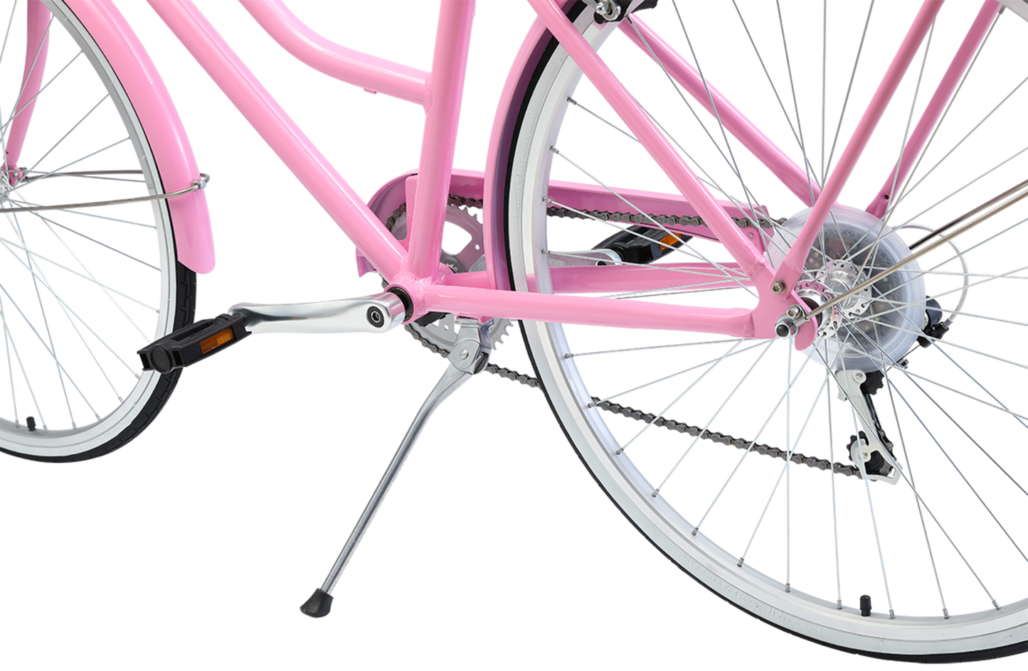 Ladies Classic Plus Vintage Bike in Pink showing alloy kickstand from reid cycles australia