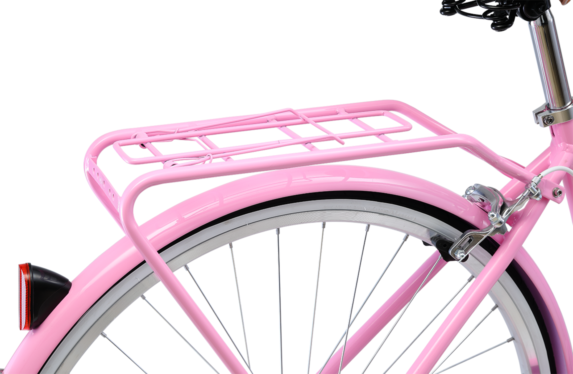 Ladies Classic Plus Vintage Bike in Pink showing rear pannier rack from Reid Cycles Australia