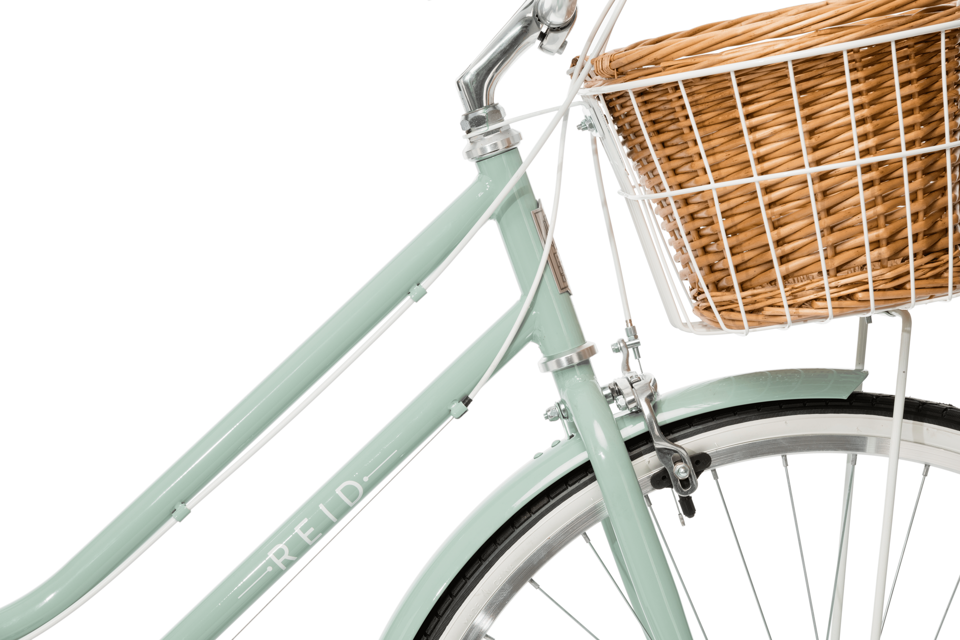 Ladies Classic Plus Vintage Bike in white showing rear pannier rack from Reid Cycles Australia