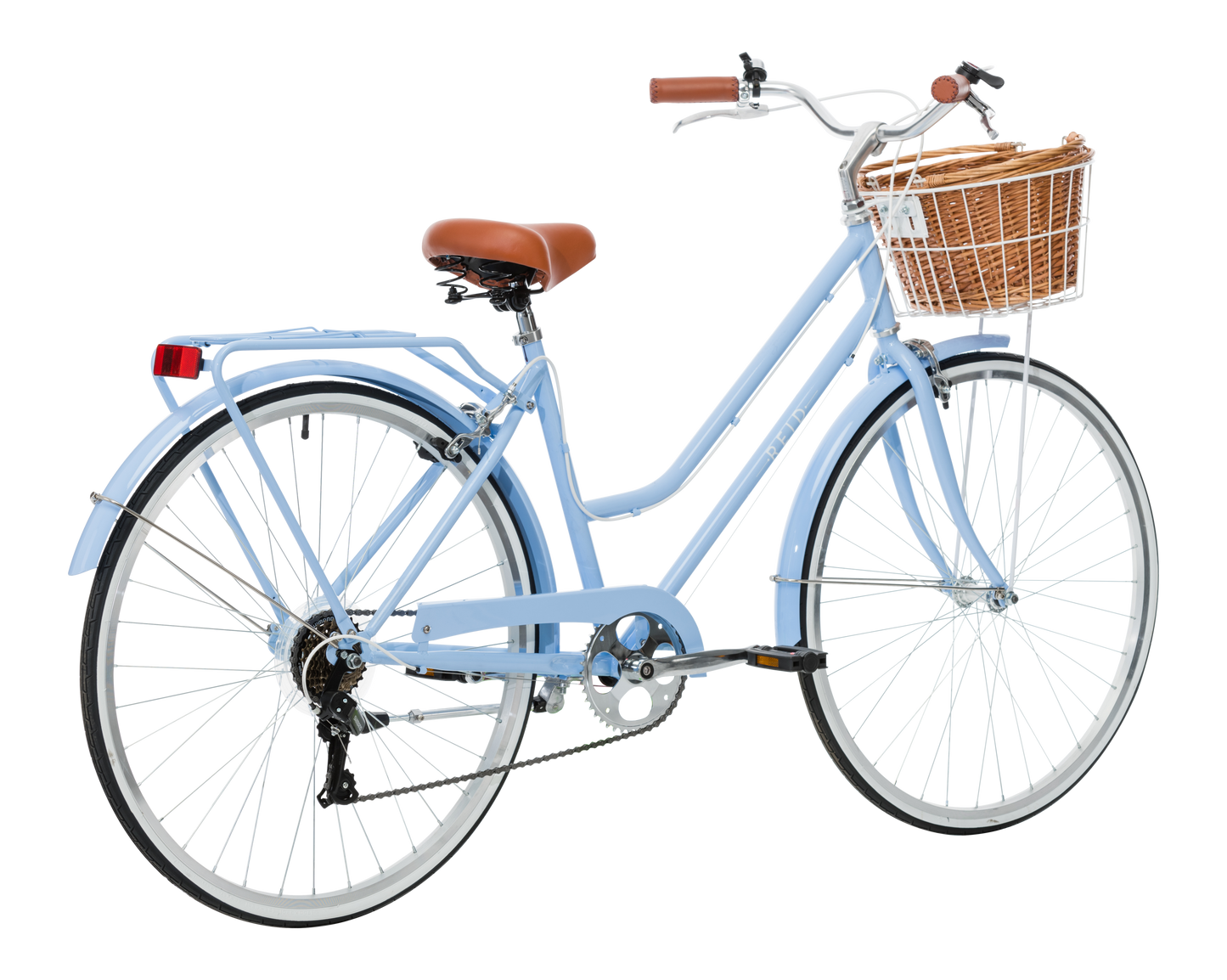 Ladies Classic Plus Vintage Bike in Sky Blue on rear angle from Reid Cycles Australia