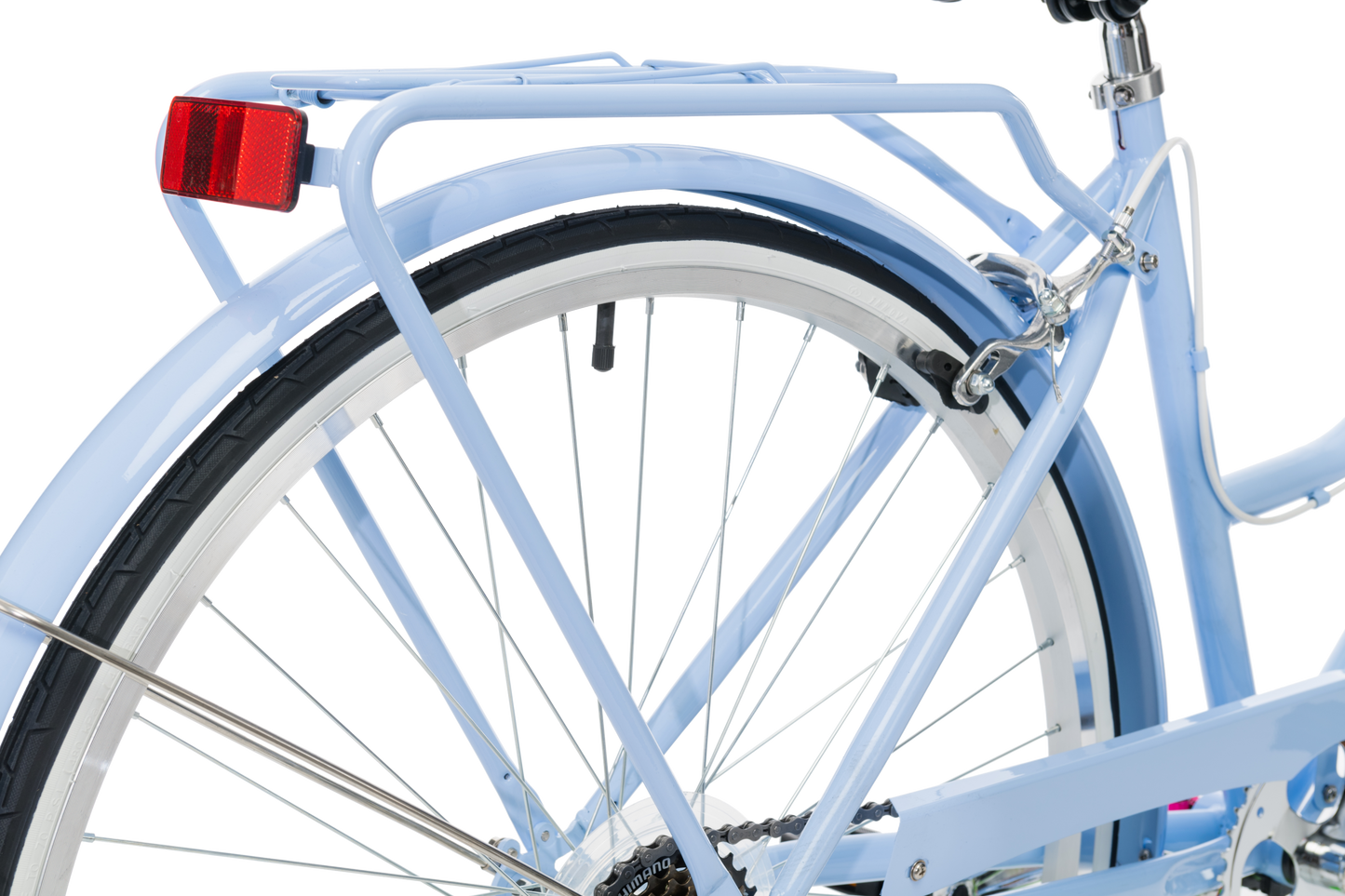 Ladies Classic Plus Vintage Bike in Sky Blue showing rear pannier rack from Reid Cycles Australia