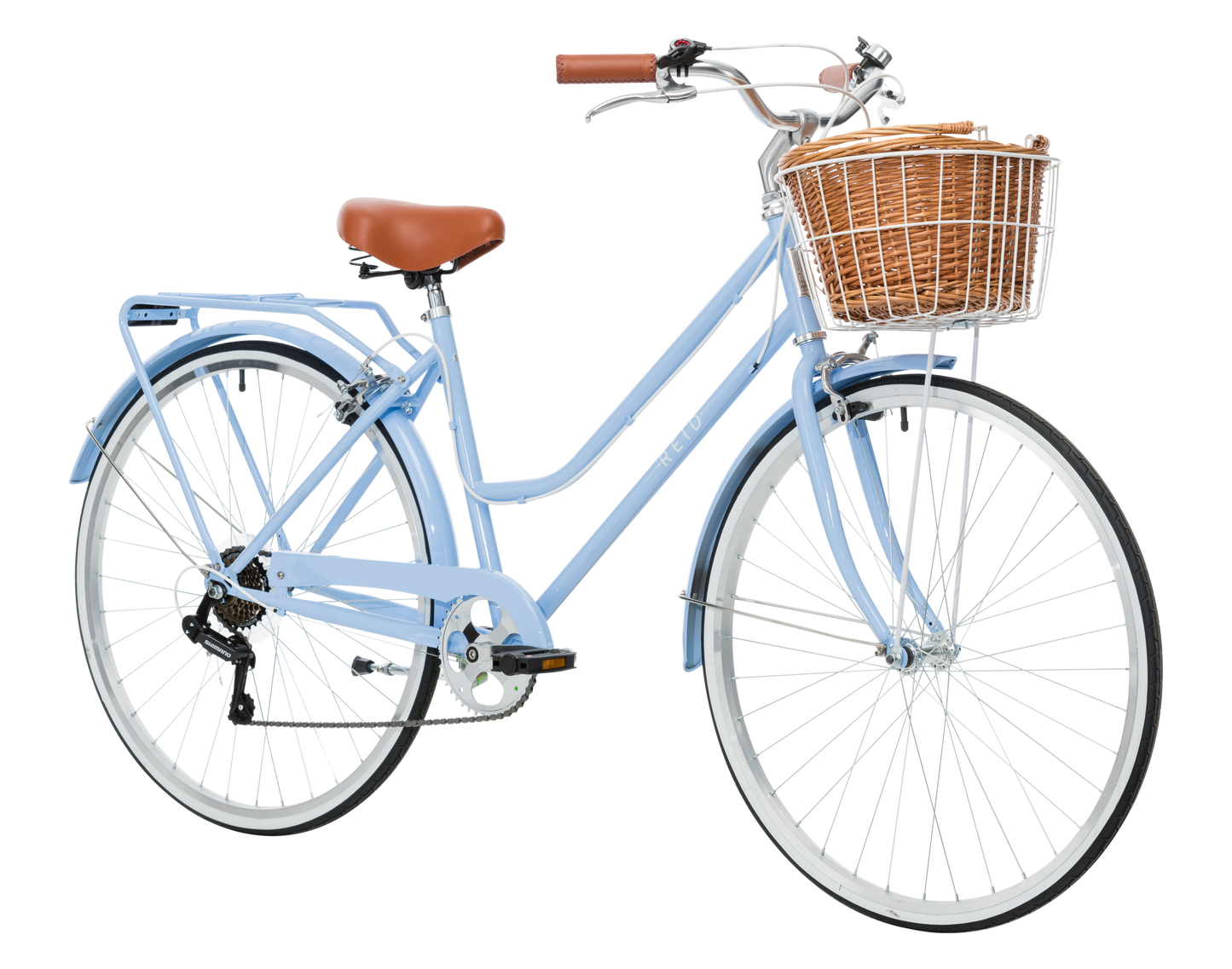 Ladies Classic Plus Vintage Bike in Sky Blue on front angle from Reid Cycles Australia