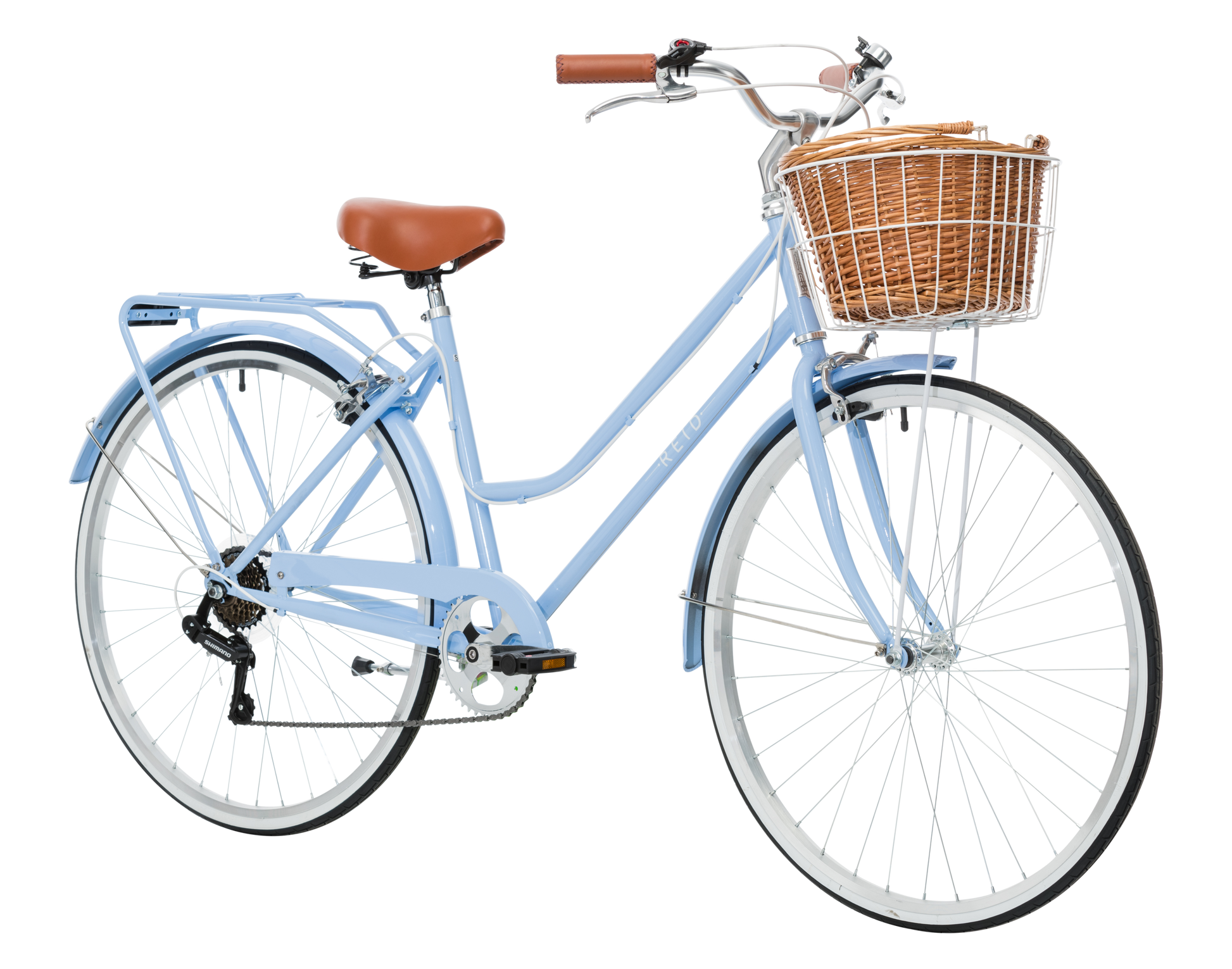 Ladies Classic Plus Vintage Bike in Sky Blue on front angle from Reid Cycles Australia