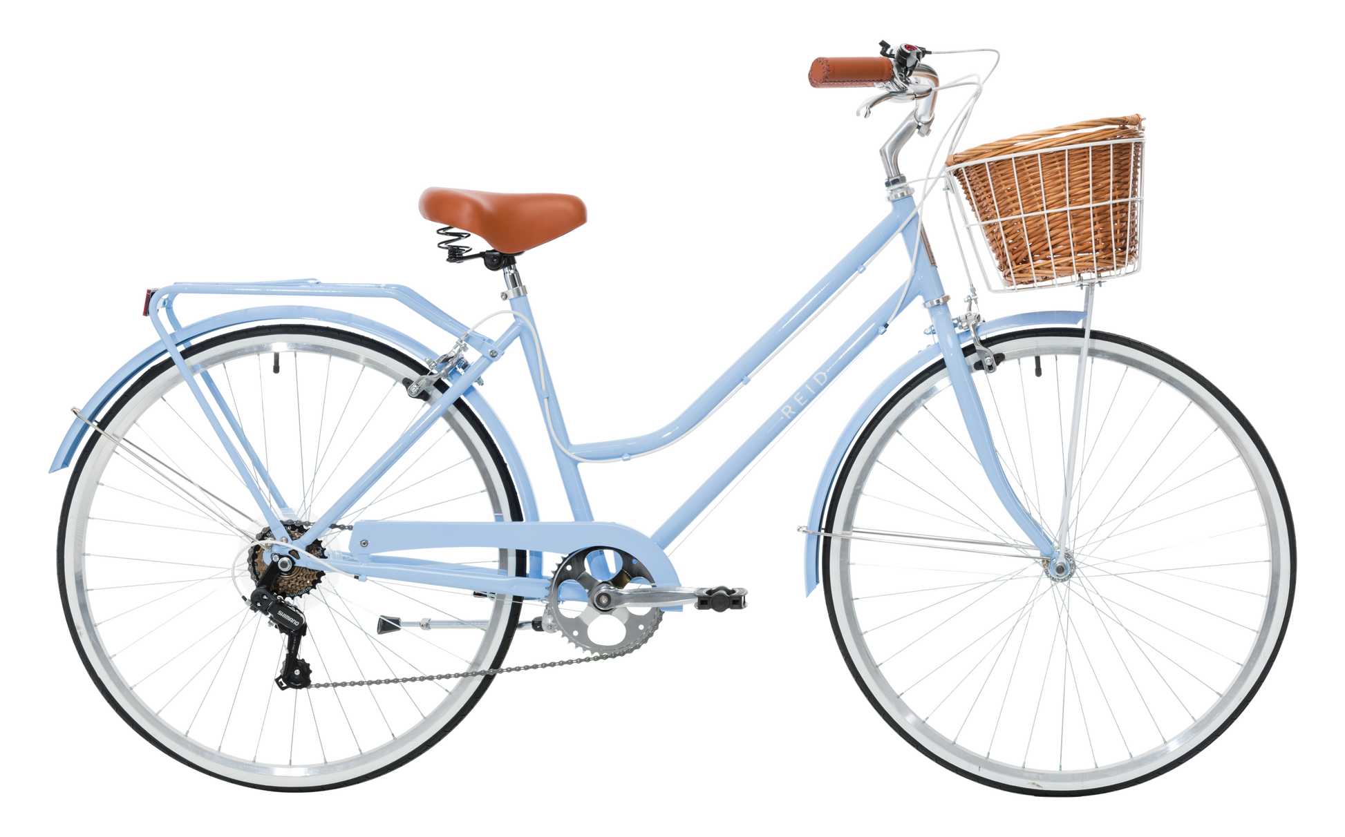 Ladies Classic Plus Vintage Bike in Sky Blue with 7-speed Shimano gearing from Reid Cycles Australia