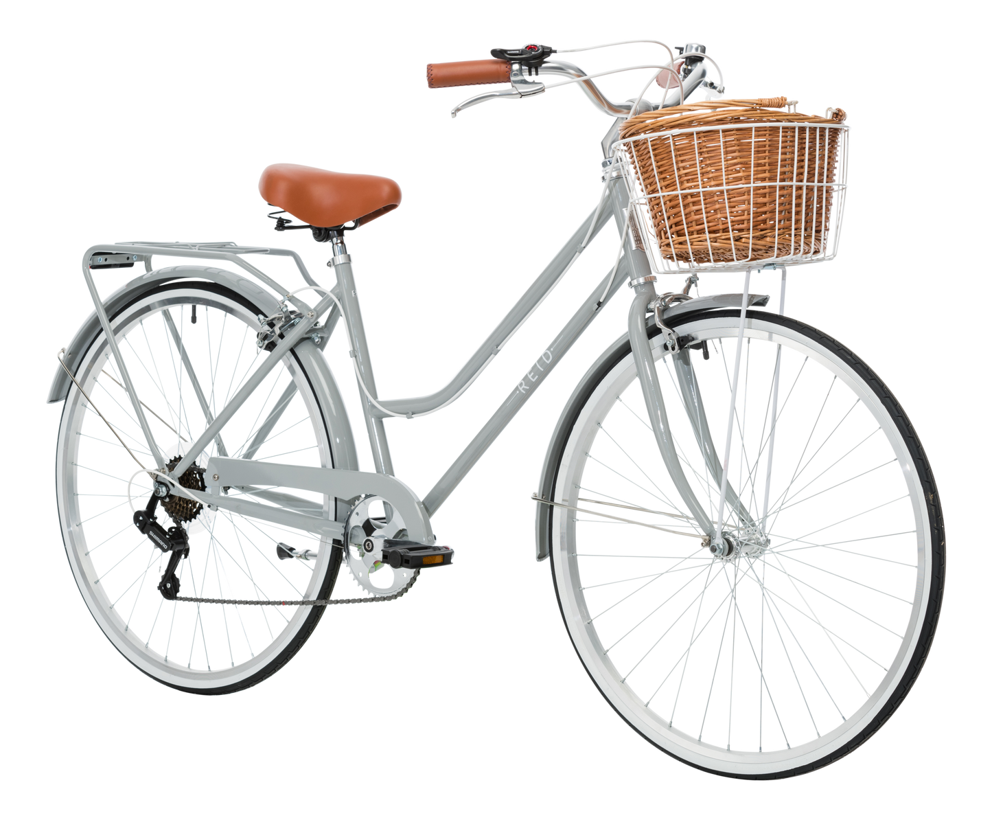 Ladies Classic Plus Vintage Bike in Smoke Grey on front angle from Reid Cycles Australia
