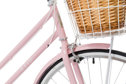 Ladies Classic Plus Vintage Bike in Soft Pink showing front Dual-Pivot Caliper Brakes from Reid Cycles