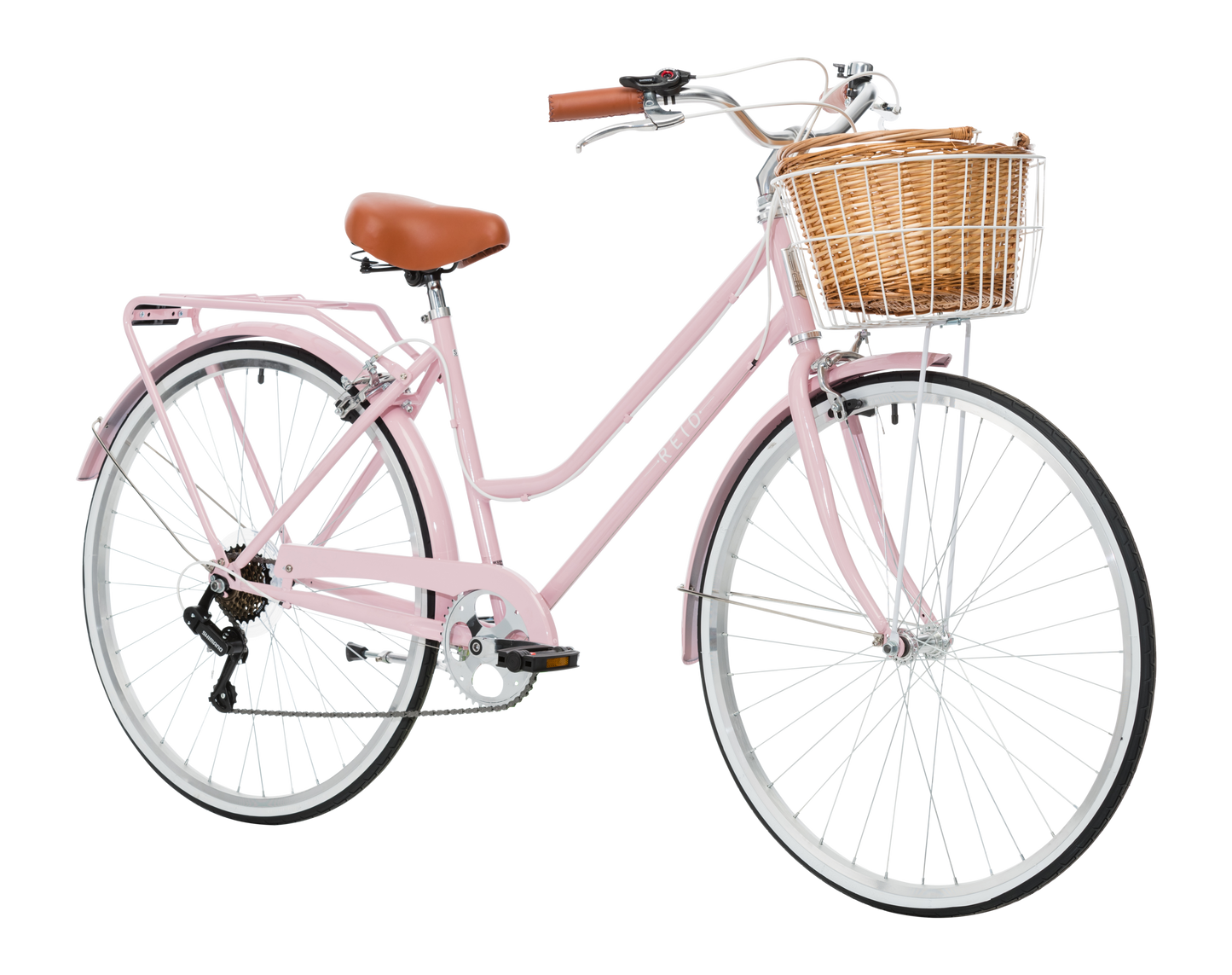 Ladies Classic Plus Vintage Bike in Soft Pink on front angle from Reid Cycles Australia