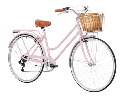 Ladies Classic Plus Vintage Bike in Soft Pink on front angle from Reid Cycles Australia