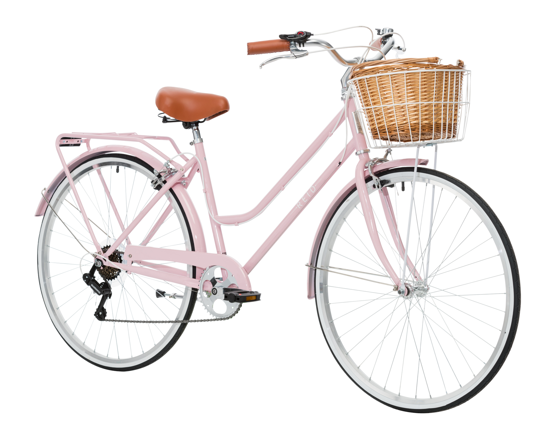 Ladies Classic Plus Vintage Bike in Soft Pink on front angle from Reid Cycles Australia