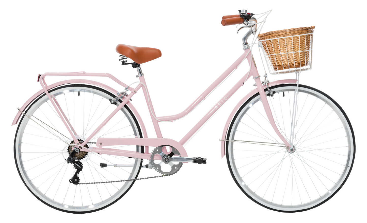 Ladies Classic Plus Vintage Bike in Soft Pink with 7-speed Shimano gearing from Reid Cycles Australia