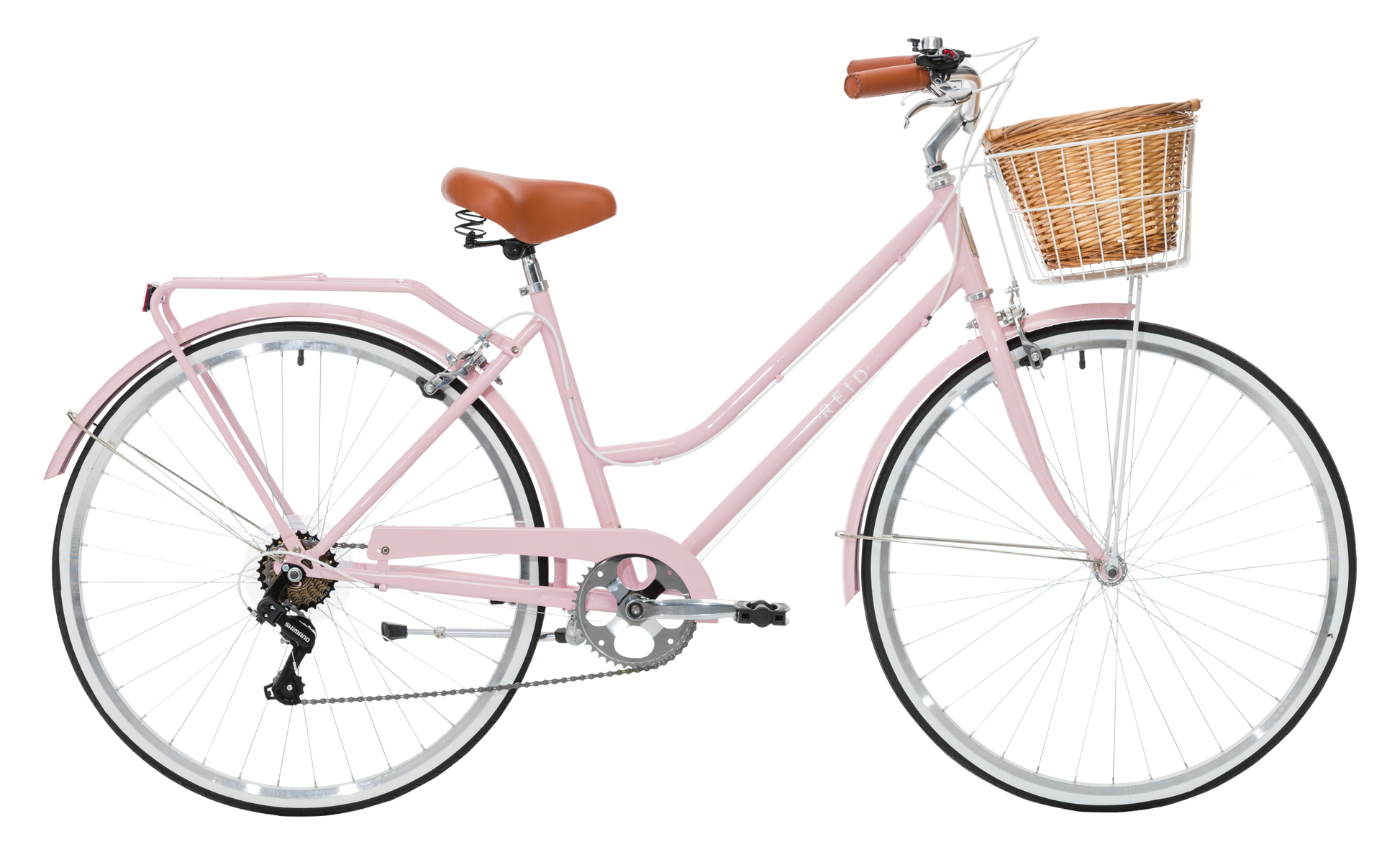 Ladies Classic Plus Vintage Bike in Soft Pink with 7-speed Shimano gearing from Reid Cycles Australia