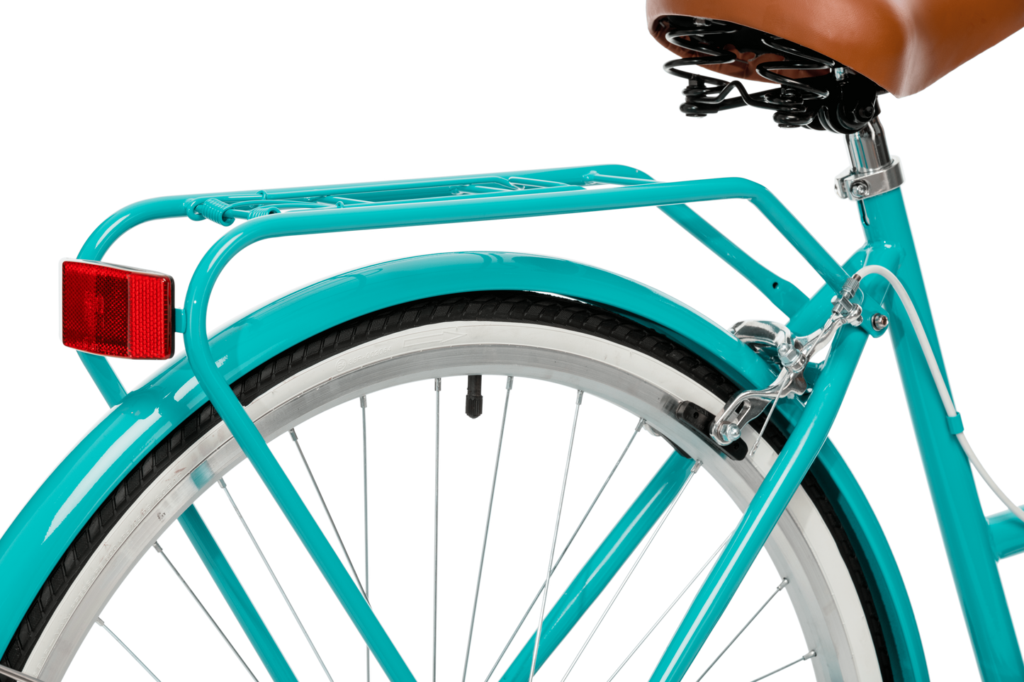 Ladies Classic Plus Vintage Bike in Turquoise featuring rear pannier rack and red reflector from Reid Cycles Australia