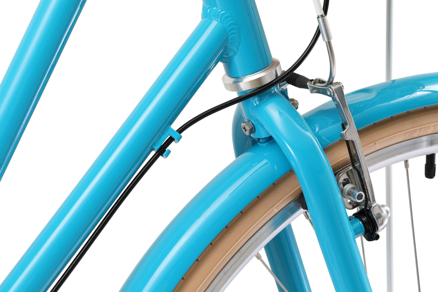 Ladies Deluxe Vintage Bike in Aqua showing Tektro front V-brakes from Reid Cycles Australia