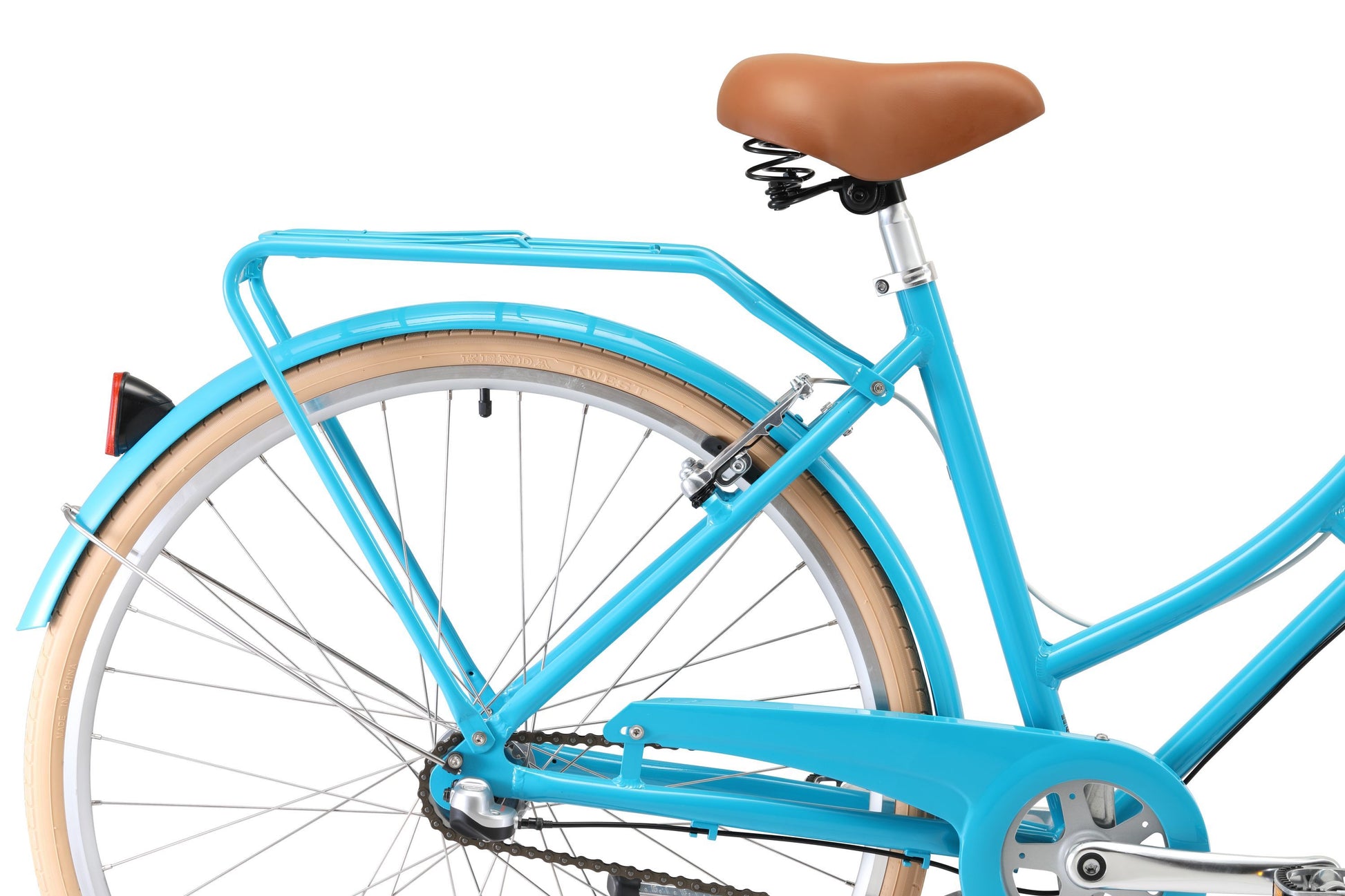 Ladies Deluxe Vintage Bike in Aqua showing compfy saddle from Reid Cycles Australia