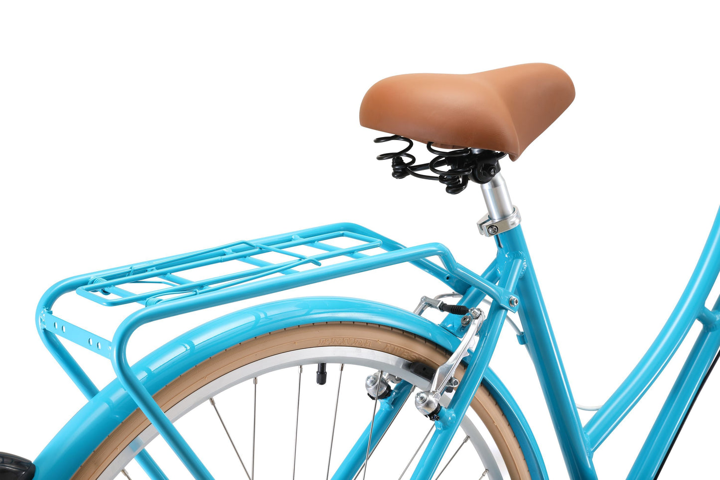 Ladies Deluxe Vintage Bike in Aqua featuring rear pannier rack from Reid Cycles Australia