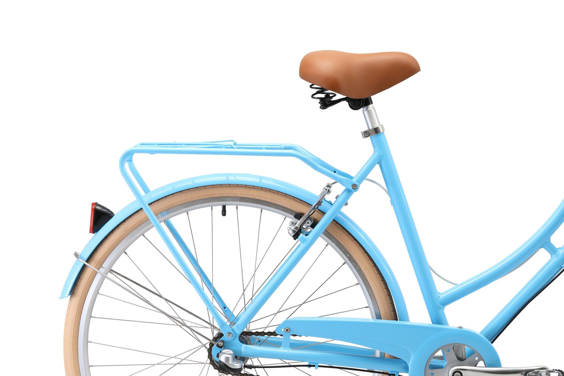 Ladies Deluxe Vintage Bike in Baby Blue showing rear pannier rack from Reid Cycles Australia