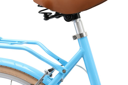 Ladies Deluxe Vintage Bike in Baby Blue showing adjustable seatpost from Reid Cycles Australia