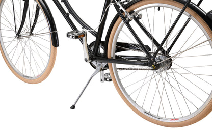 Ladies Deluxe Vintage Bike in Black featuring alloy kickstand from Reid Cycles Australia