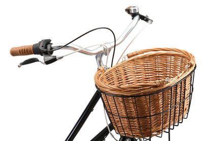 Ladies Deluxe Vintage Bike in Black showing front basket from Reid Cycles Australia